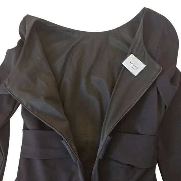 A-K-R-I-S Punto Womens Crew Drape Detail Long Sleeve Shift Dress Black Small - Picture 6 of 12